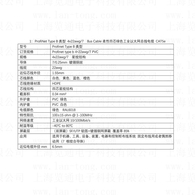 profinet电缆颜色含义