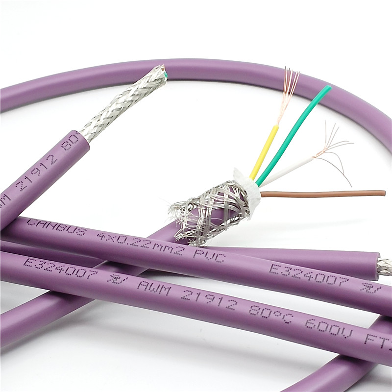 紫色四芯变桨电机通讯线CAN-bus 4x0.22 canbus通信屏蔽线