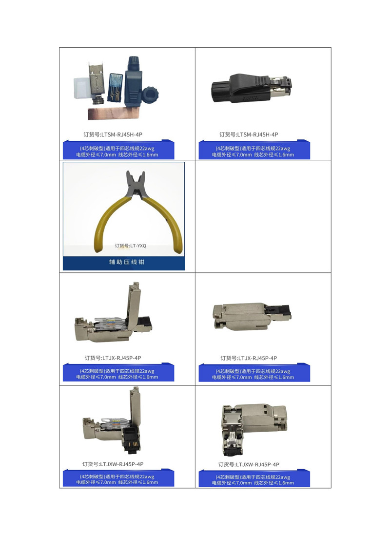 工业级四芯网线etherat profinet接头水晶头RJ45